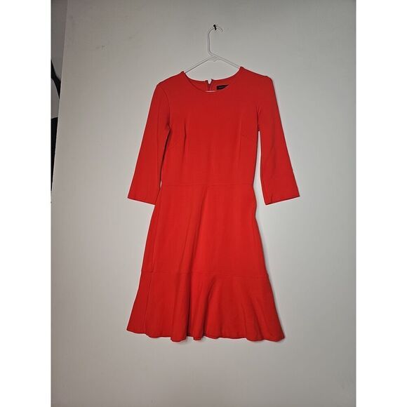 Banana Republic Womens Red Ponter Dress Size 2 Fit Flare - Picture 1 of 7